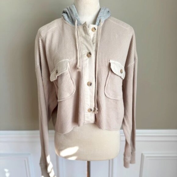 NWT Aeropostale Button Up Waffle Fabric Hoodie - Picture 1 of 8